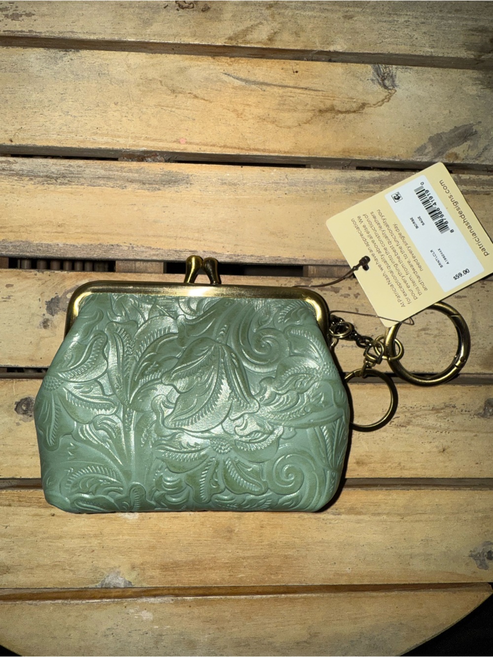 Patricia Nash Sage Coin Purse Kiss Lock NWT